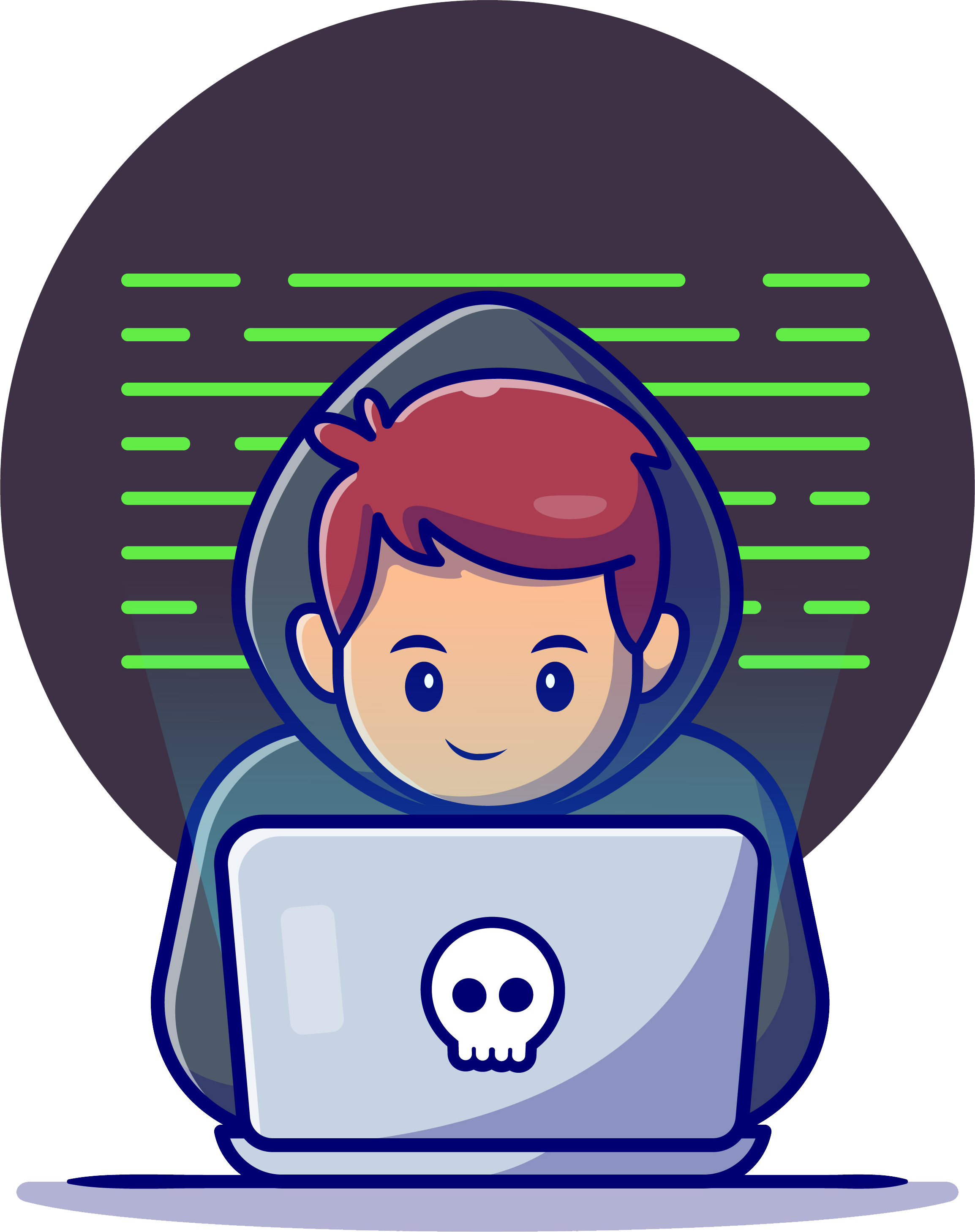 imagem cartoon de uma pessoa programando