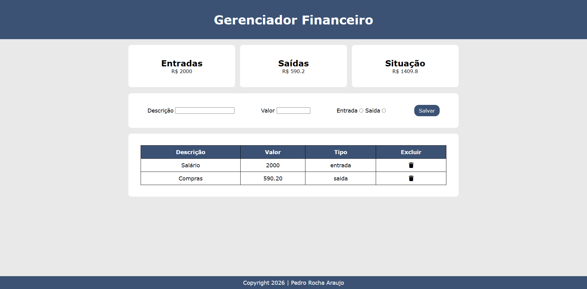 Link para o projeto finanças